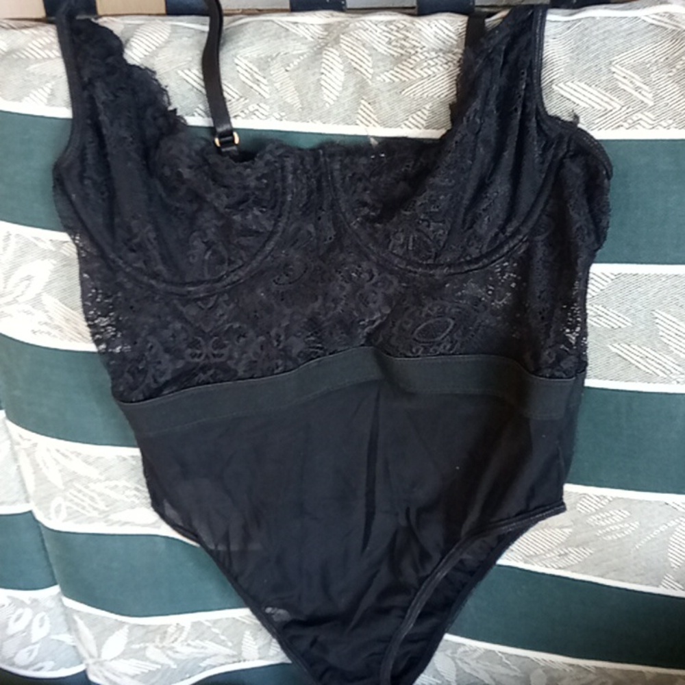 Polly lace and satin body suit lingerie. Size 6.